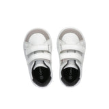 Sneakers junior con chiusura a velcro con logo posteriore bianco/nero