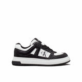 Sneakers junior  in ecopelle nero/bianco