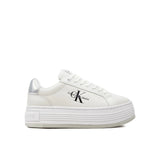 Sneakers bold platform e logo low bianco/argento