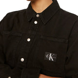 Camicia in denim a maniche lunghe con logo nero