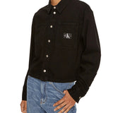 Camicia in denim a maniche lunghe con logo nero