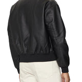 Giubbotto bomber in similpelle nero