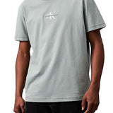 T-shirt a maniche corte con logo ricamato grigio