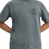 T-shirt a maniche corte con logo sul petto grigio