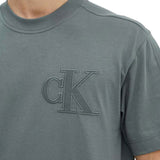 T-shirt a maniche corte con logo sul petto grigio