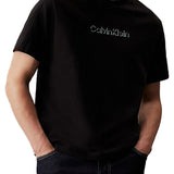 T-shirt manica corta stampa logo embossed nero