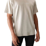 T-shirt manica corta stampa logo embossed panna