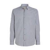 Camicia a righe in popeline blu e bianco