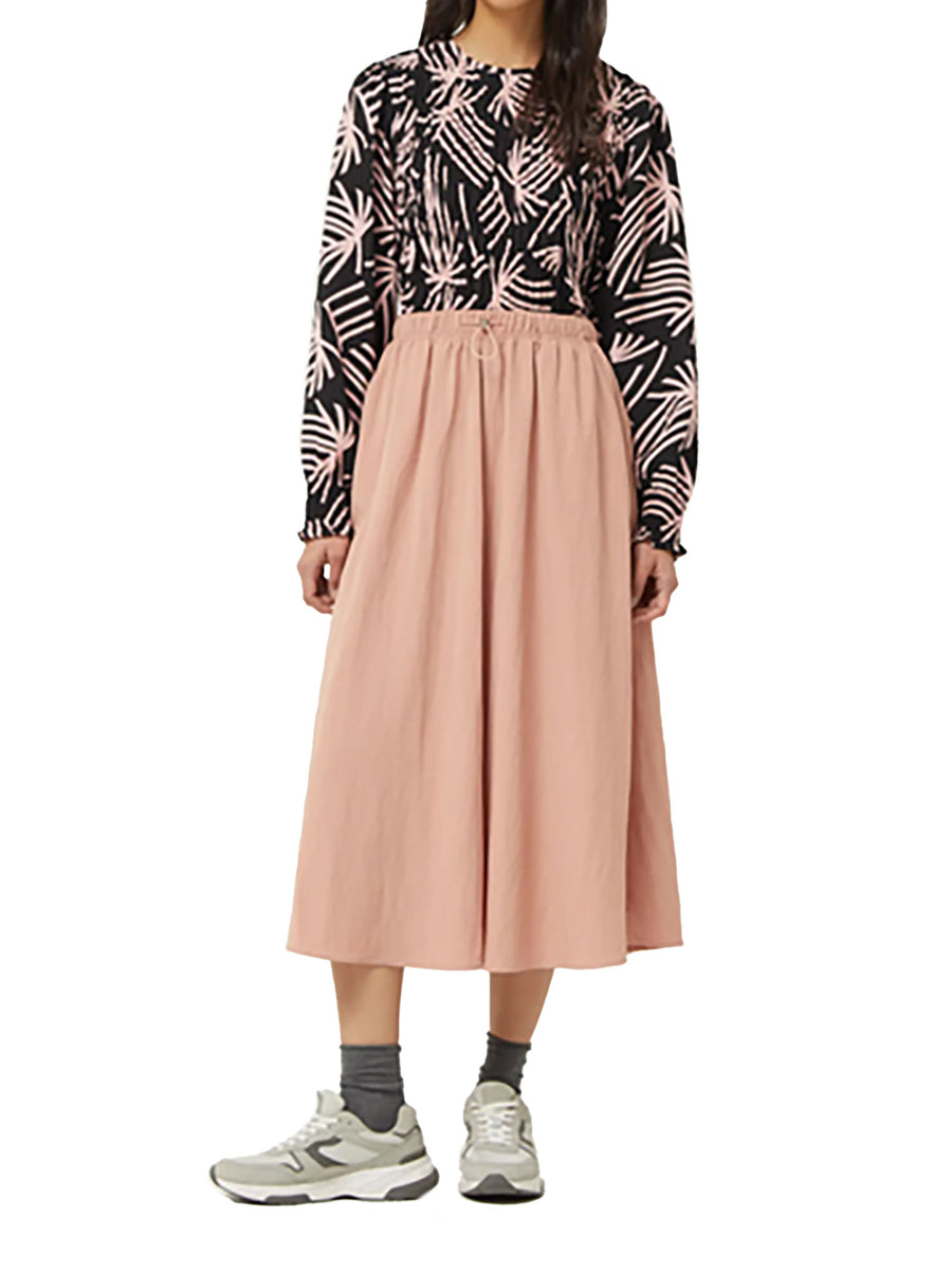 Gonna lunga in tessuto tecnico rosa