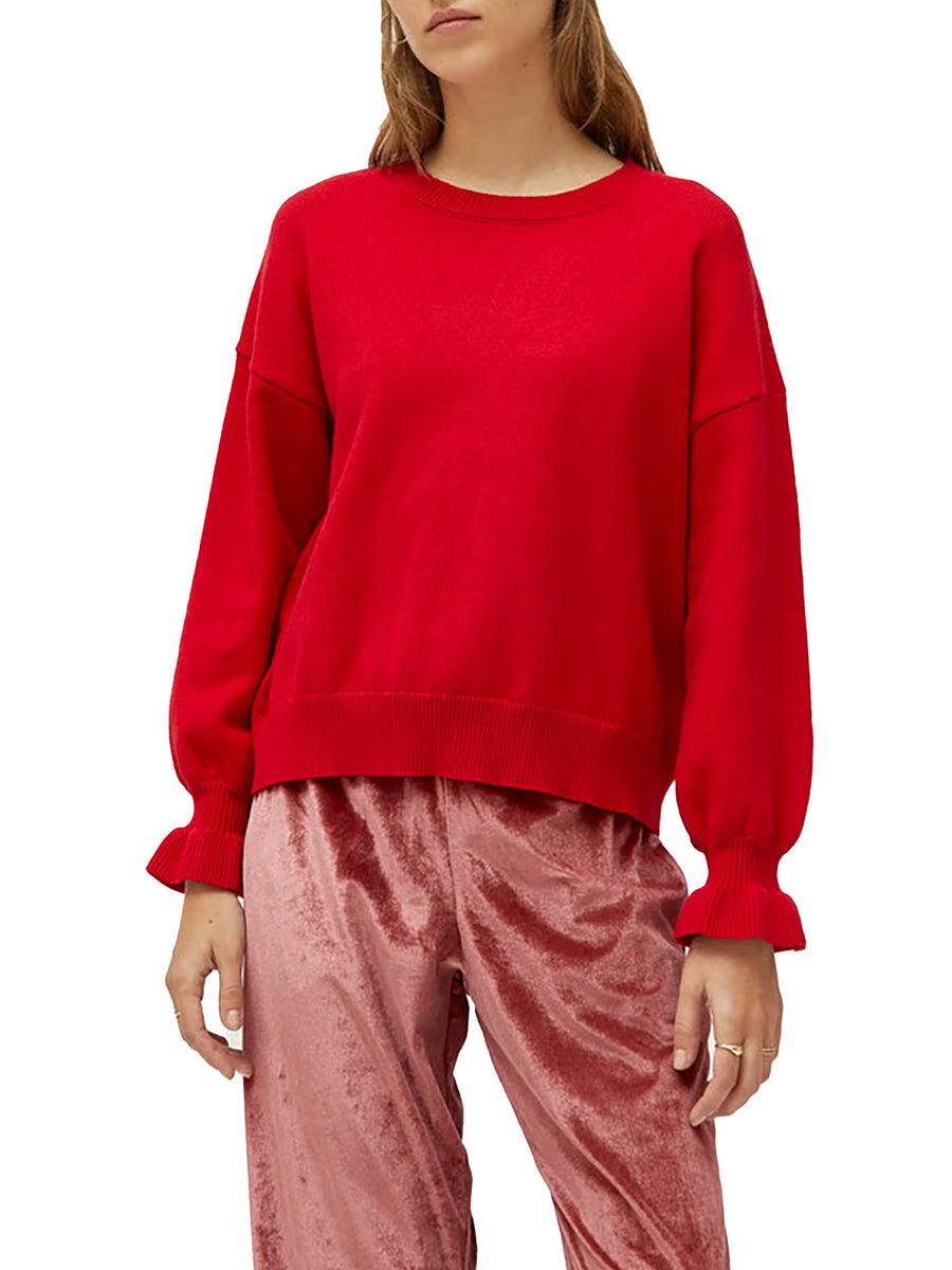 GirocolIo manica lunga polso a sbuffo rosso