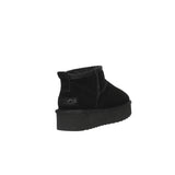 Stivaletto platform suede con fodera in lana nero