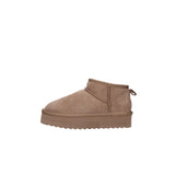 Stivaletto platform suede con fodera in lana taupe