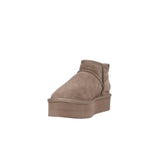 Stivaletto platform suede con fodera in lana taupe