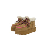 Scarpe platform con pelliccia beige