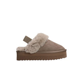 Scarpe slipper Platform con pelliccia taupe