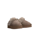 Scarpe slipper Platform con pelliccia taupe