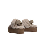 Scarpe slipper Platform con pelliccia taupe