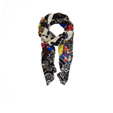 Foulard con stampa patch floreale blu