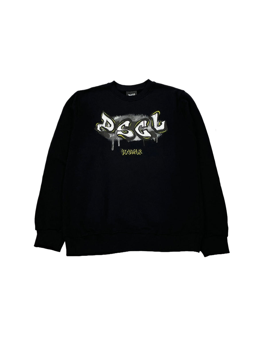 Felpa manica lunga stampa dettagli fluo nero