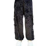 Pantalone cargo ciniglia nero