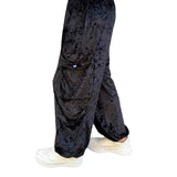 Pantalone cargo ciniglia nero