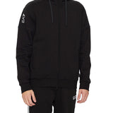 Felpa Flock zip e cappuccio e stampa sulla spalla nero