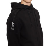 Felpa Flock zip e cappuccio e stampa sulla spalla nero