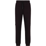 Pantalone jogger tape logo bianco laterale nero