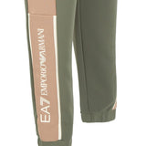 Pantalone jogger motivo colorblock verde/beige