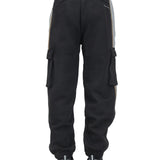 Pantalone jogger stile cargo  con banda in tessuto mesh nero