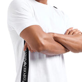 T-shirt manica corta banda logo laterale bianco