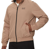 Giubbino con zip e logo sul petto beige