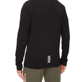 Polo manica lunga in pique e logo sul petto nero