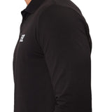 Polo manica lunga in pique e logo sul petto nero