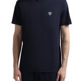 T-shirt manica corta logo patch sul petto blu