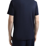 T-shirt manica corta logo patch sul petto blu