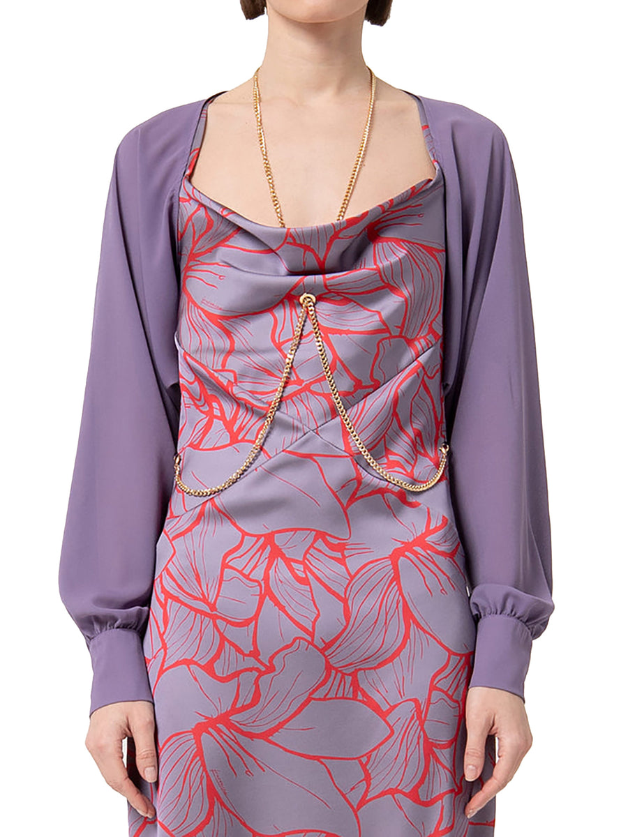 Giacca cropped bolero in georgette prugna