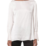 Blusa maniche lunghe in viscosa crema