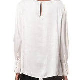 Blusa maniche lunghe in viscosa crema