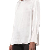 Blusa maniche lunghe in viscosa crema