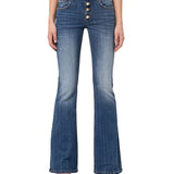 Jeans bootcut a vita bassa denim scuro