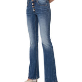 Jeans bootcut a vita bassa denim scuro