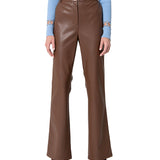 Pantalone bootcut in ecopelle marrone