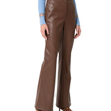 Pantalone bootcut in ecopelle marrone