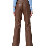 Pantalone bootcut in ecopelle marrone