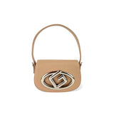 Borsa a spalla con maxi loro beige