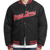 Giubbino bomber varsity con patch script nero