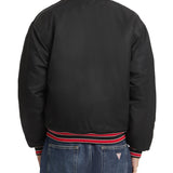 Giubbino bomber varsity con patch script nero