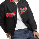 Giubbino bomber varsity con patch script nero