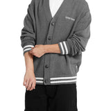 Cardigan varsity logo ricamato grigio